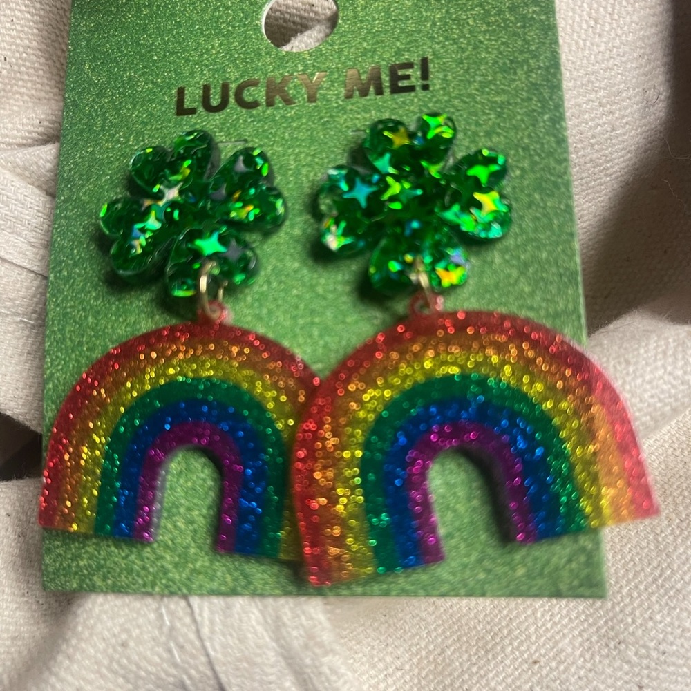 Lucky me rainbow shamrock earrings